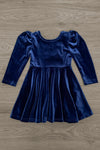 Family Navy Velvet Dress & Brown Gingham Button Down | Sparkle in Pink