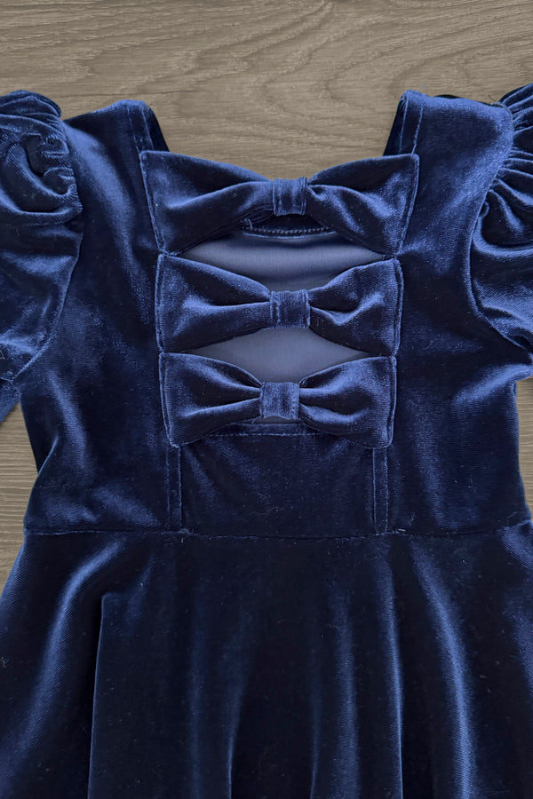 Family Navy Velvet Dress & Brown Gingham Button Down | Sparkle in Pink