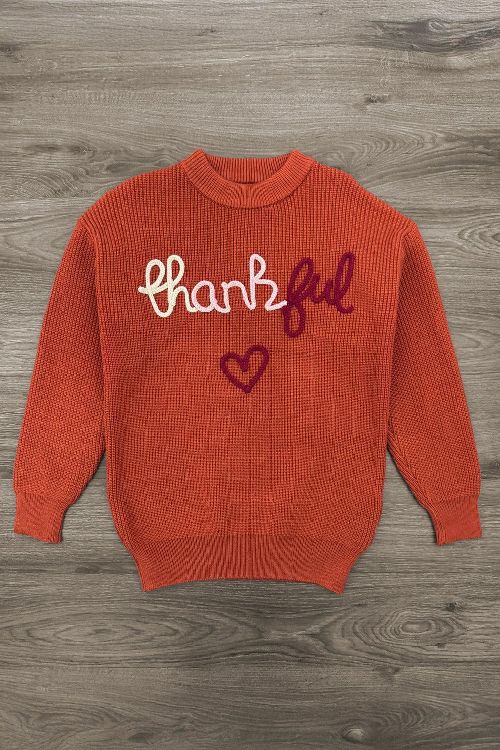 Mom & Me - "Thankful" Rust Knit Sweater | Sparkle in Pink