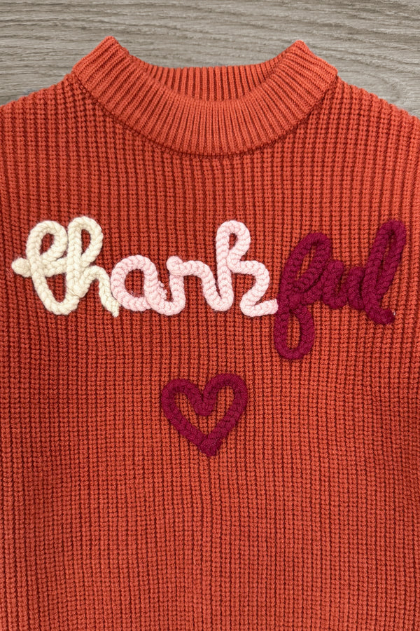 Mom & Me - "Thankful" Rust Knit Sweater | Sparkle in Pink
