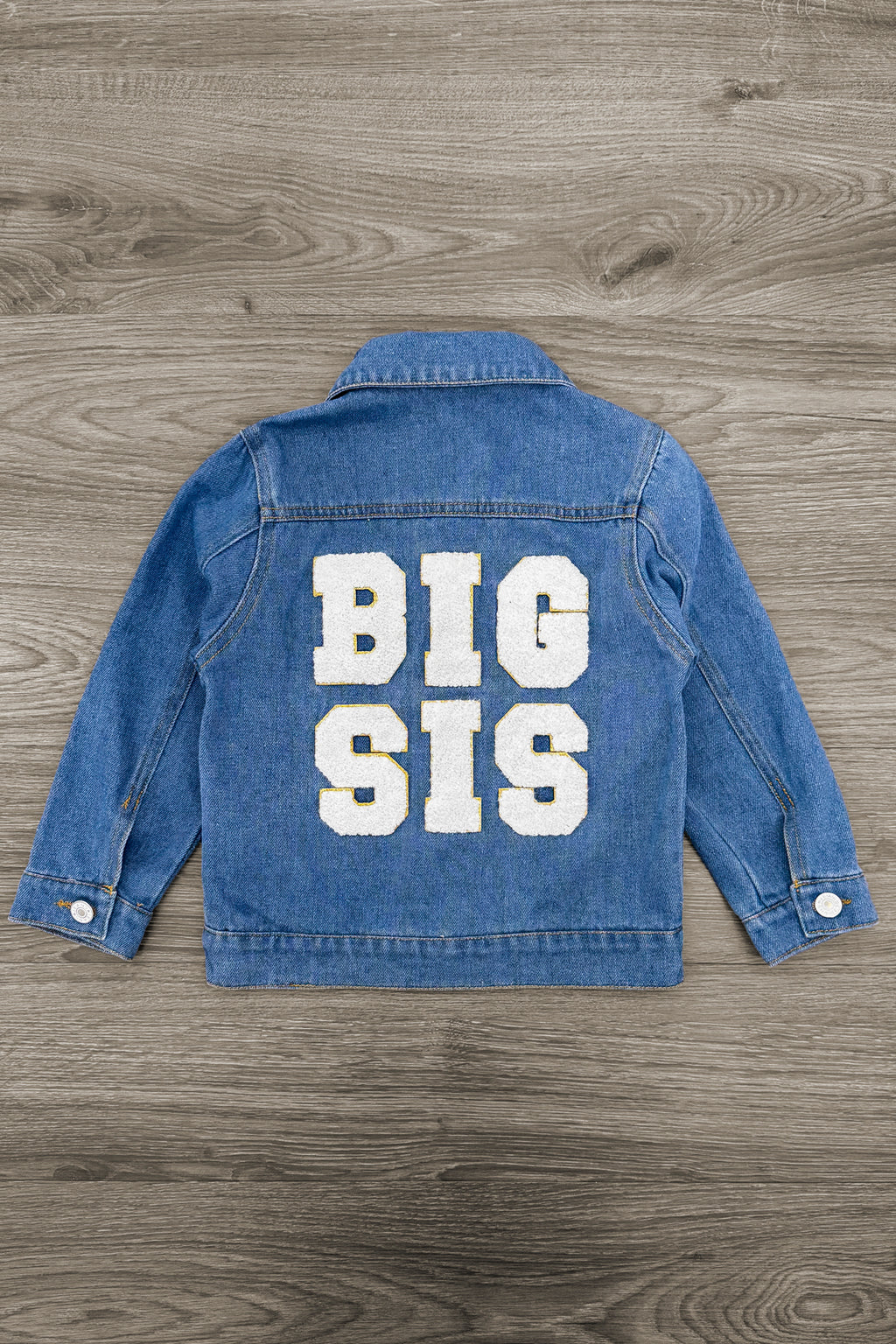 "Big Sis, Lil Sis, Big Bro, Lil Bro" Denim Jacket | Sparkle in Pink