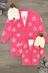 Mom & Me - Cozy Pink Snowflake Cardigan | Sparkle in Pink