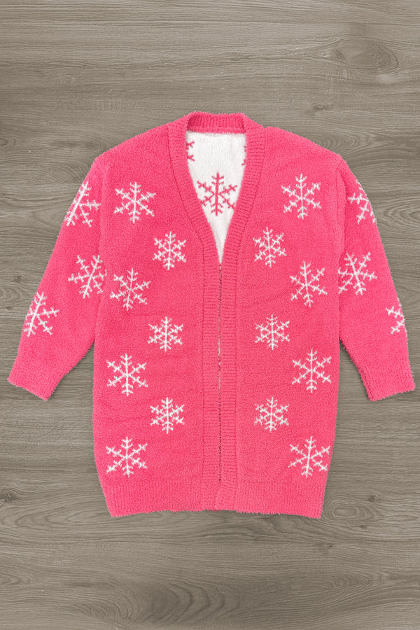 Mom & Me - Cozy Pink Snowflake Cardigan | Sparkle in Pink