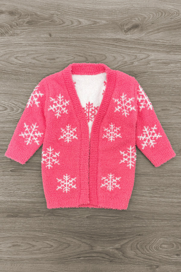 Mom & Me - Cozy Pink Snowflake Cardigan | Sparkle in Pink