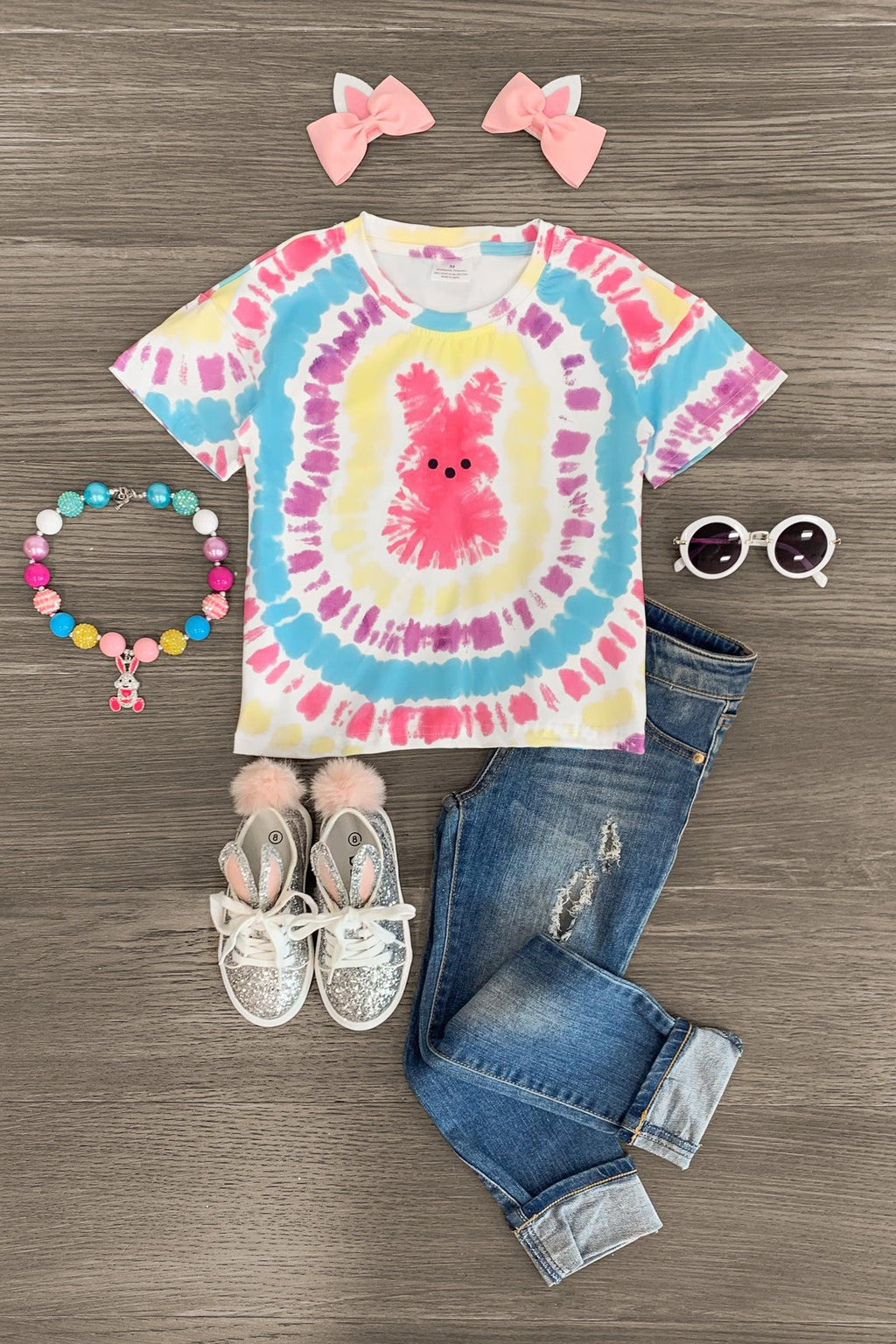 Tie Dye Bunny Top - Sparkle in Pink