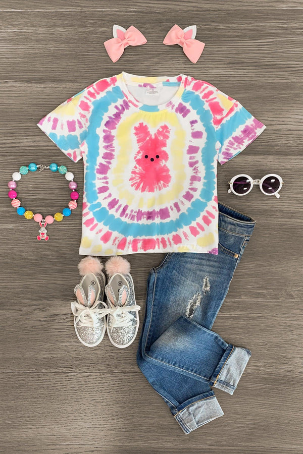 Tie Dye Bunny Top - Sparkle in Pink