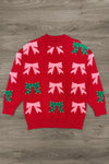 Mom & Me - Pink & Green Pearl Bow Sweater