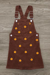Brown Corduroy Pumpkin Overall Dress Set
