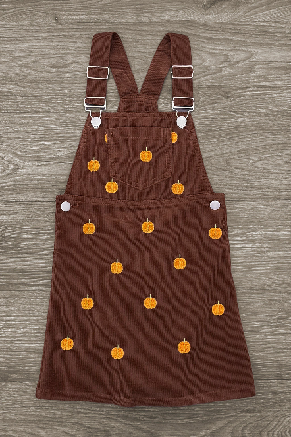 Brown Corduroy Pumpkin Overall Dress Set