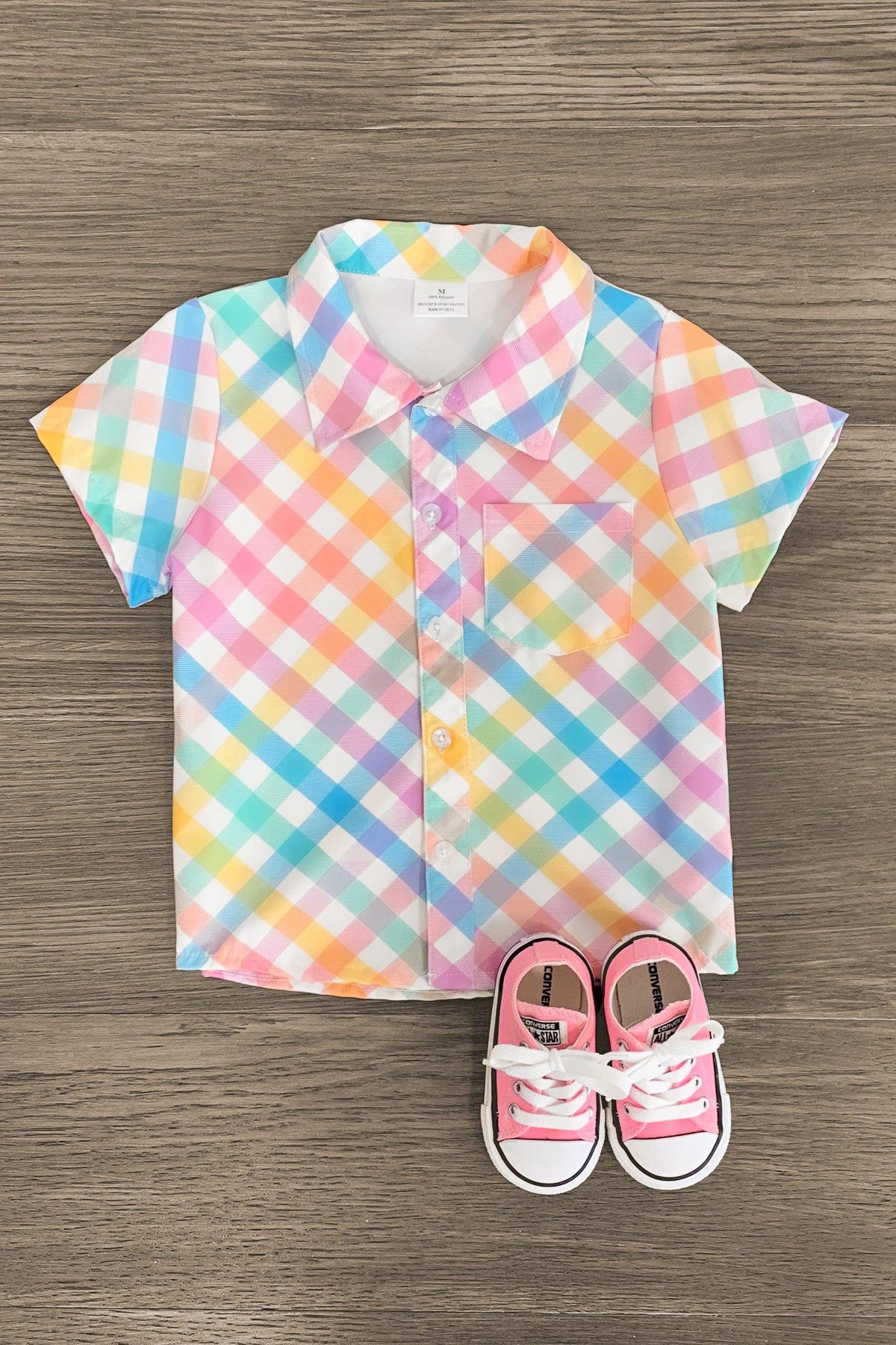 Pastel Plaid Button Down - Sparkle in Pink