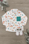 Christmas Bulldozer Button Down Top
