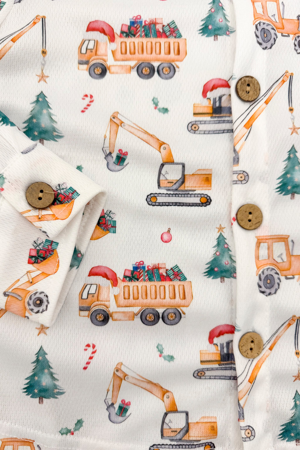 Christmas Bulldozer Button Down Top