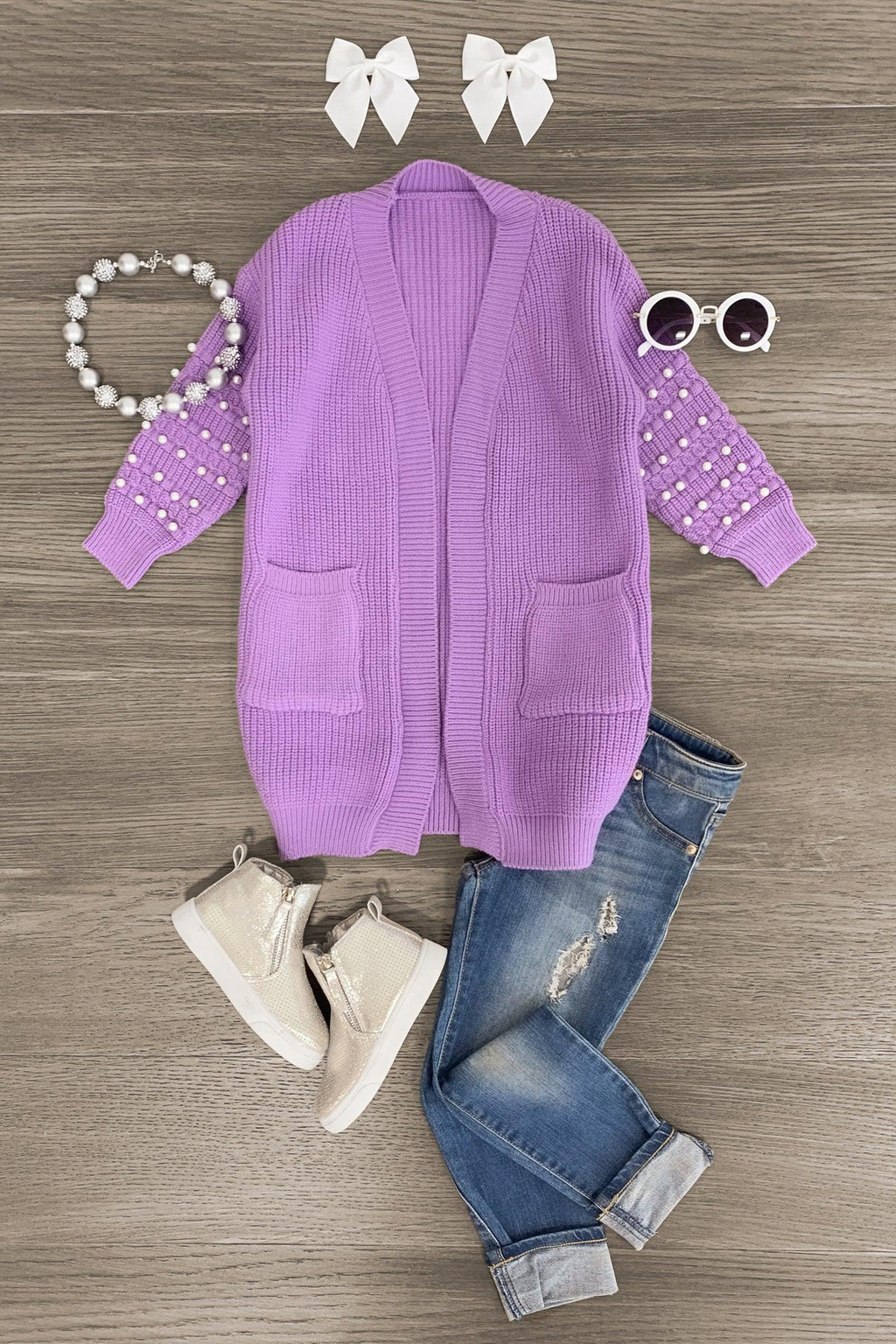 Pearl Cardigan Sweater - Sparkle in Pink