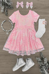 Pink Sequin Snowflake Dress