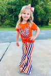"Fall Vibes" Striped Bell Bottom Set - Sparkle in Pink