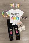 "Chillin' With My Peeps" Legging Set | Sparkle in Pink