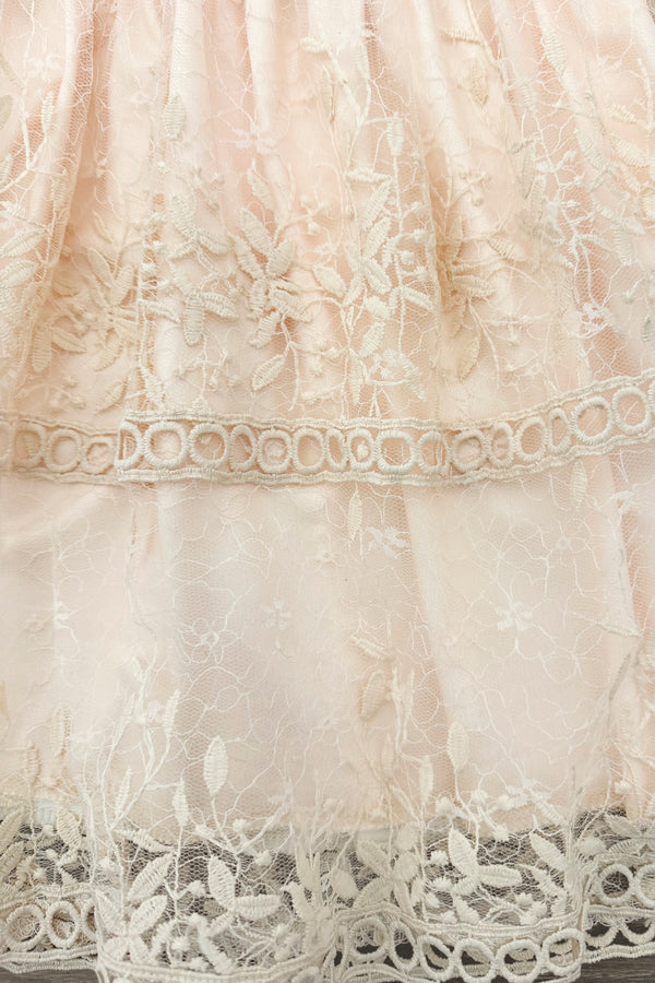 Mom & Me - Peach Lace Long Sleeve Dress