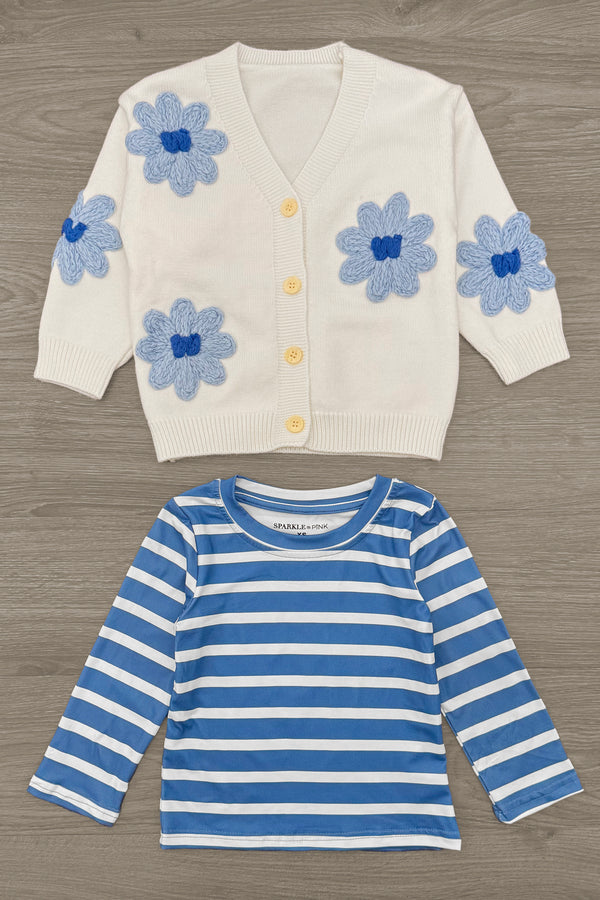 Mom & Me - Blue Flower Sweater Set