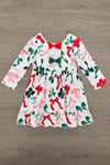 Long Sleeve Christmas Bows Dress