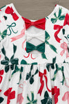 Long Sleeve Christmas Bows Dress