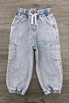 Bow Denim Cargo Pants