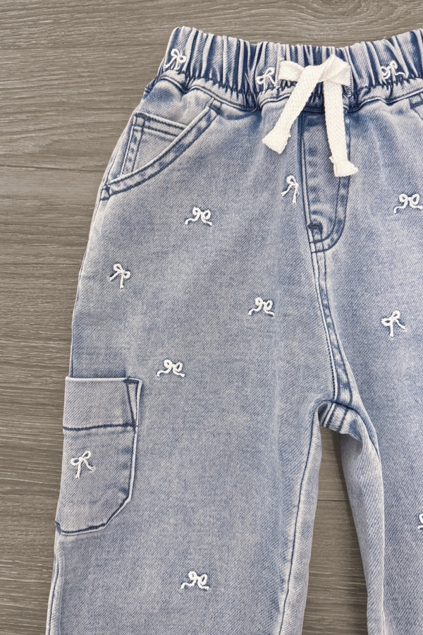 Bow Denim Cargo Pants