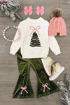 Christmas Tree Knit Sweater Flare Pant Set