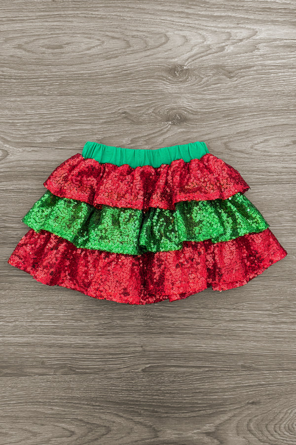Mom & Me - Sequin Holly Top & Skirt Set