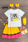 "Pre-K - 5th Grade" Paper & Pencil Skirt Set - Sparkle in Pink