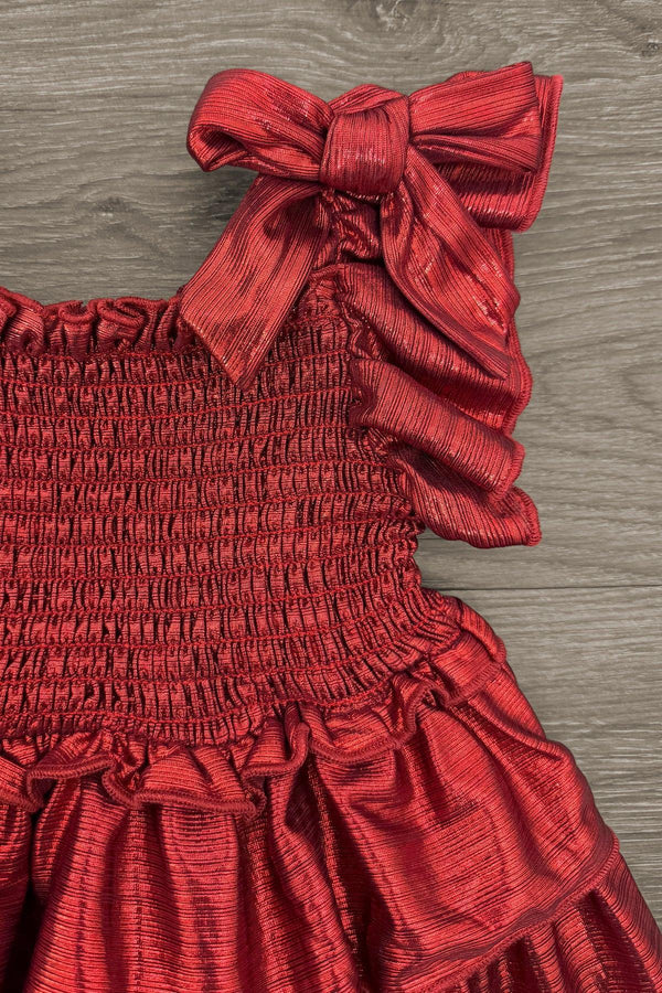 Mom & Me - Red & Green Metallic Dress