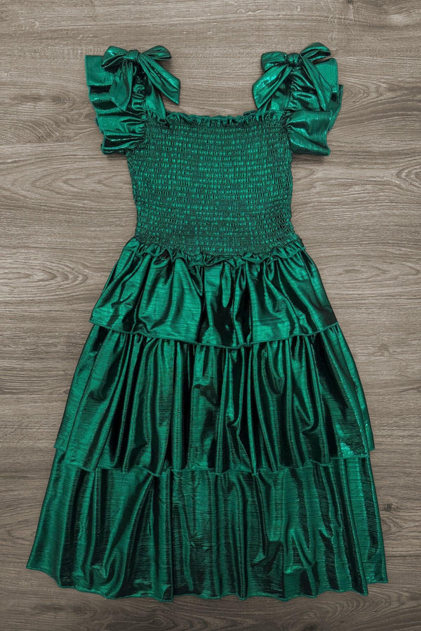 Mom & Me - Red & Green Metallic Dress