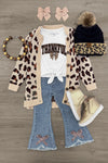 "Thankful" Cheetah Bow Denim Flare Set