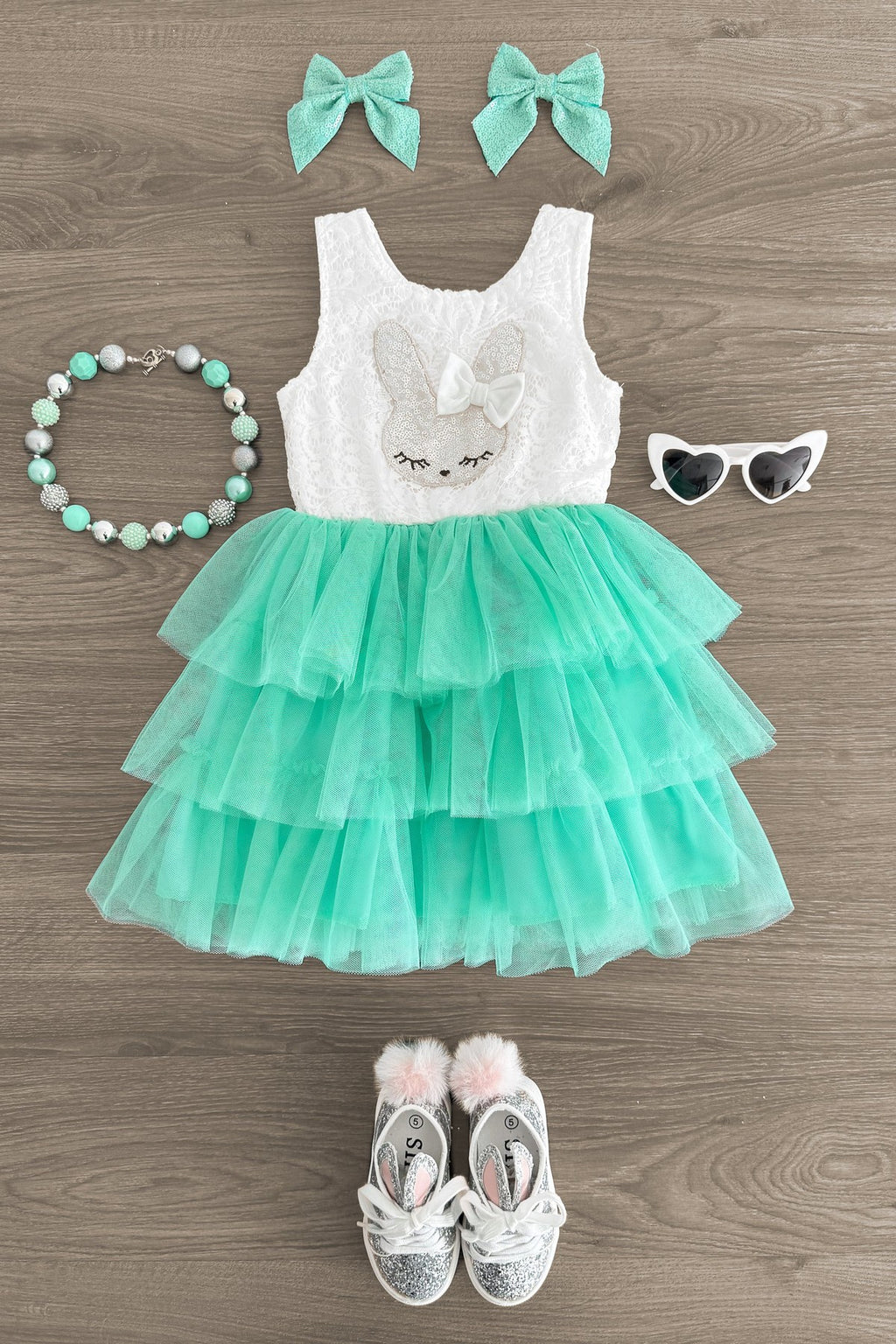 Mint Sequin Bunny Tutu Dress - Sparkle in Pink