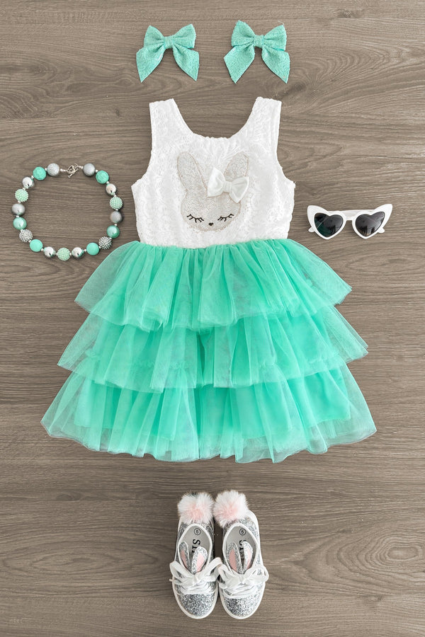 Mint Sequin Bunny Tutu Dress - Sparkle in Pink