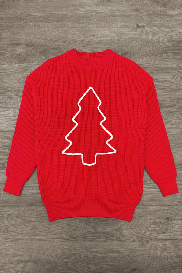 Red & Green Christmas Tree Family Knit Sweater