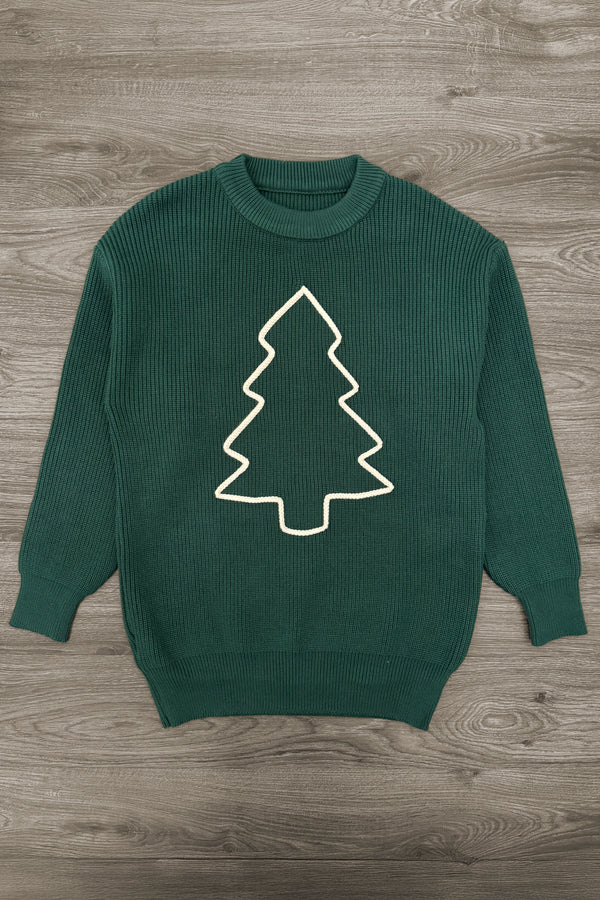 Red & Green Christmas Tree Family Knit Sweater