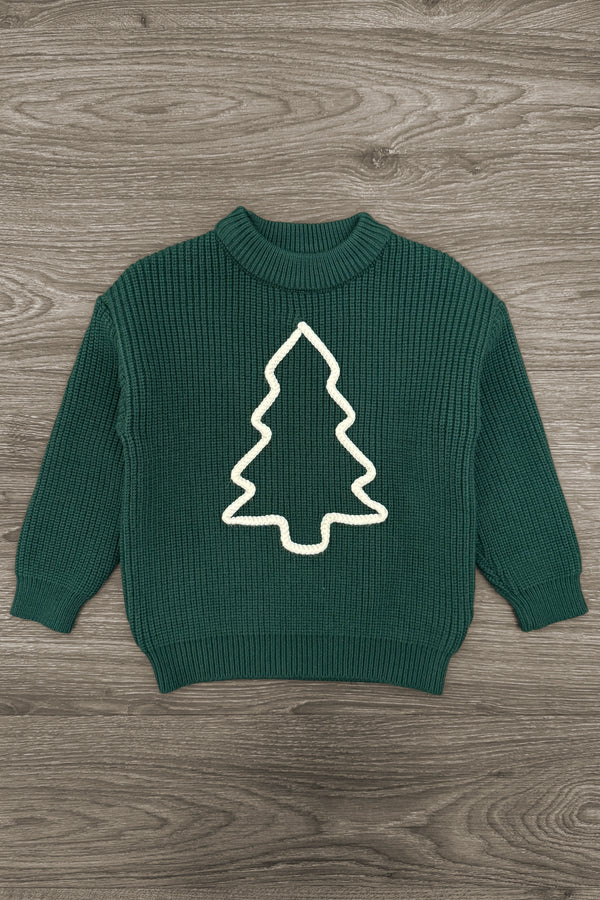 Red & Green Christmas Tree Family Knit Sweater