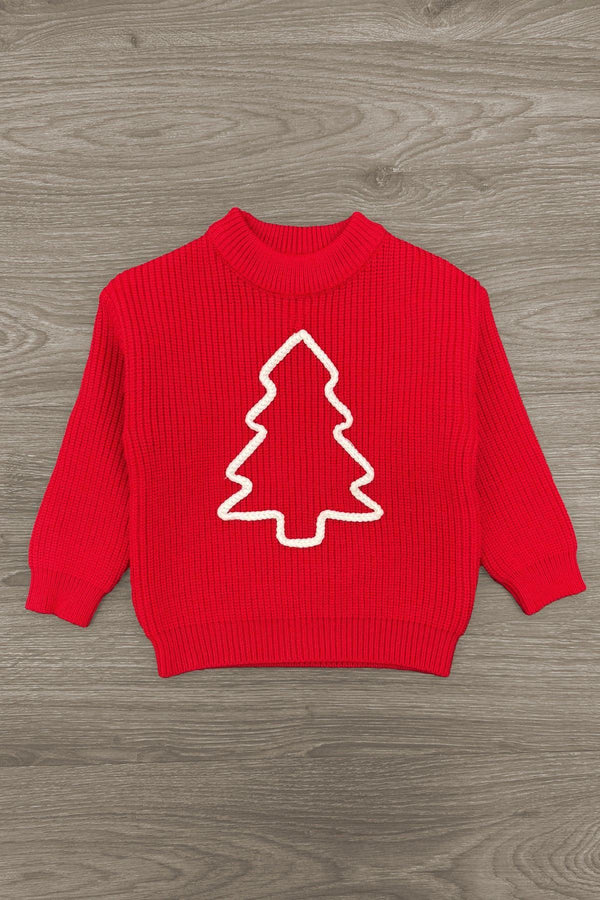 Red & Green Christmas Tree Family Knit Sweater