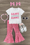 "Sassy Little Bunny" Pink Sequin Bell Bottom Set - Sparkle in Pink