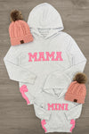 Mom & Me - "Mama & Mini" Gray & Pink Bow Hoodie | Sparkle in Pink
