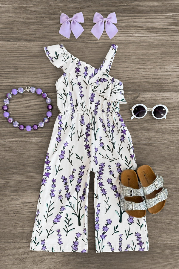 White Lavender Jumpsuit - Sparkle in Pink