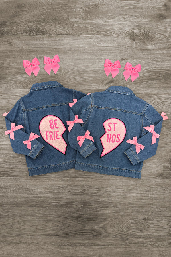 "Best Friends" Denim Jacket | Sparkle in Pink