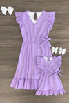 Mom & Me - Lavender Polka Dot Ruffle Dress - Sparkle in Pink