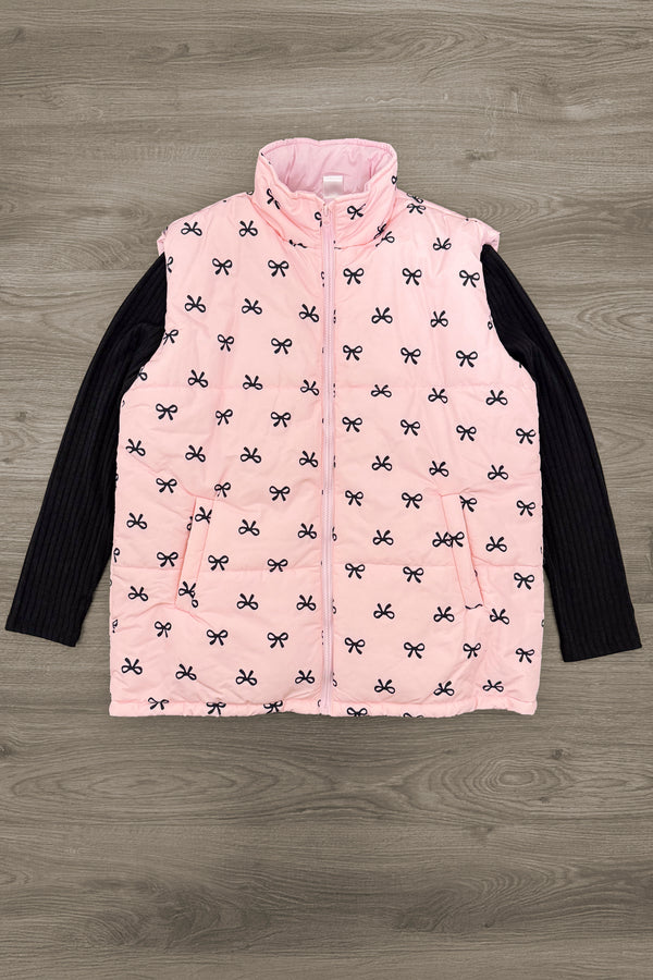 Mom & Me - Pink Bow Puffer Vest Set | Sparkle in Pink