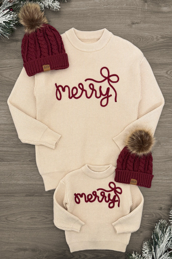 Mom & Me - "Merry" Knit Sweater | Sparkle in Pink