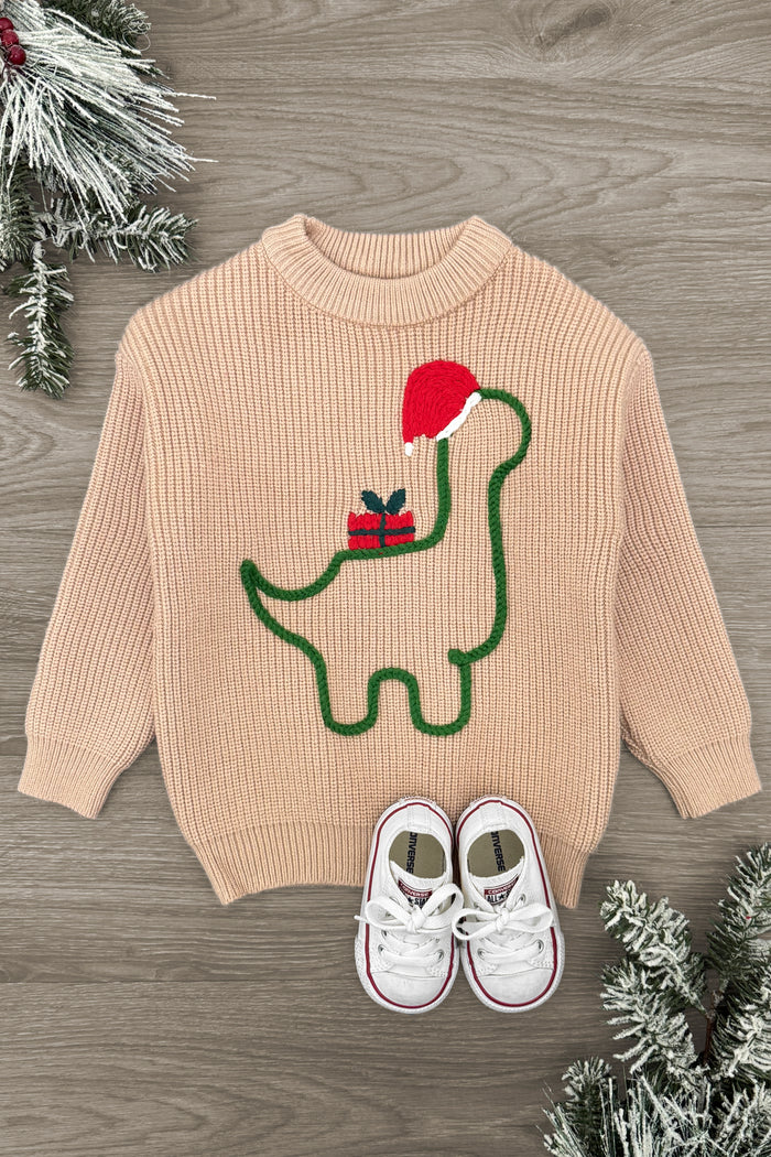 Santasaurus Knit Sweater | Sparkle in Pink
