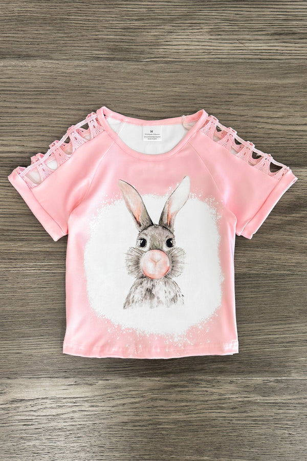 Bubblegum Bunny Distressed Denim Short Set - Sparkle in Pink
