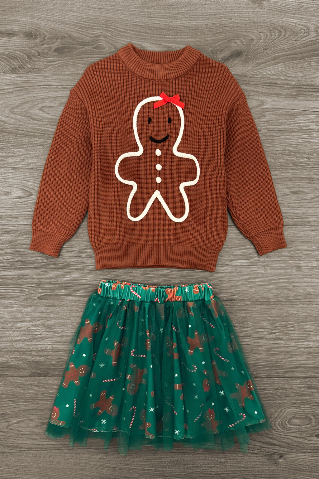 Green Gingerbread Tutu Skirt Set | Sparkle in Pink