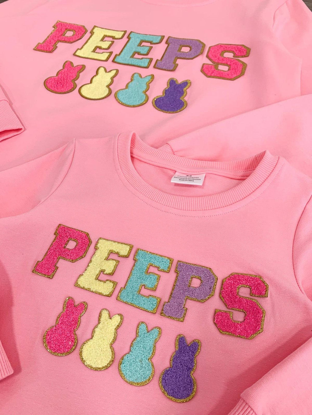 Mom & Me - "Peeps" Pink Chenille Patch Top - Sparkle in Pink