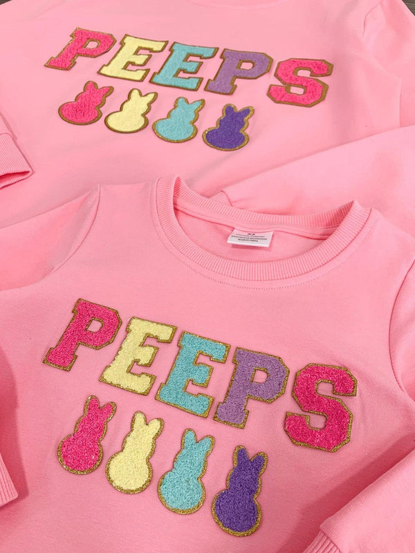 Mom & Me - "Peeps" Pink Chenille Patch Top - Sparkle in Pink